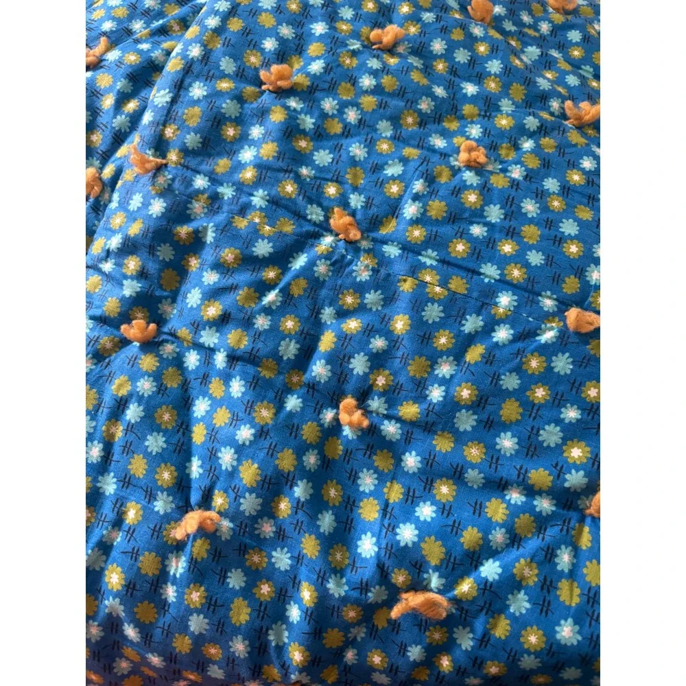 Handmade Blue Flower power blanket comforter Farmhouse Decor